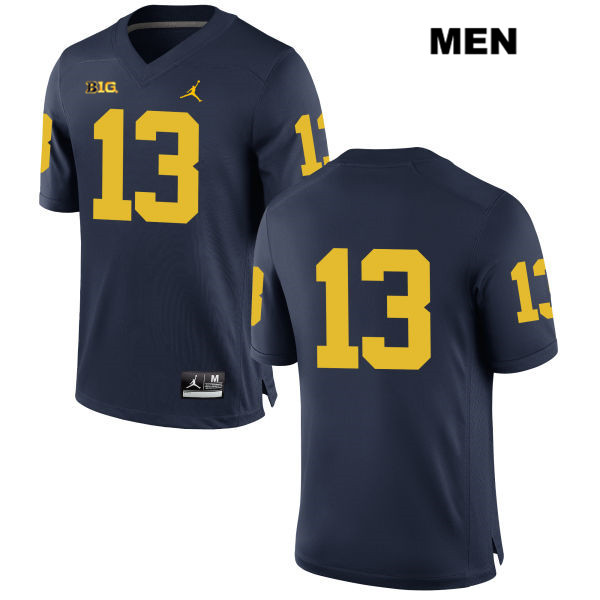 Men's NCAA Michigan Wolverines German Green #13 No Name Navy Jordan Brand Authentic Stitched Football College Jersey WO25K62NW